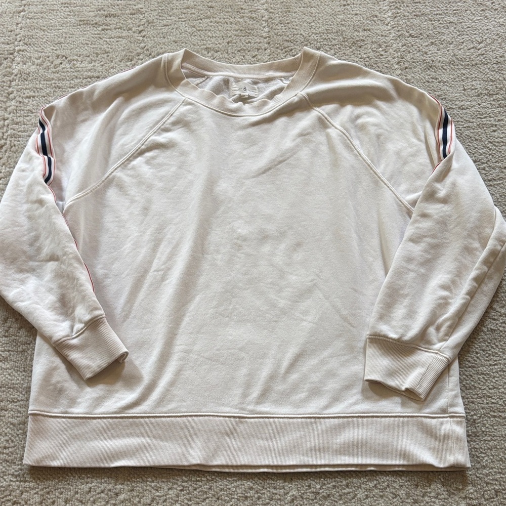 Lou & Grey Off-White Sweatshirt with Sleeve Stripes - Picture 1 of 4